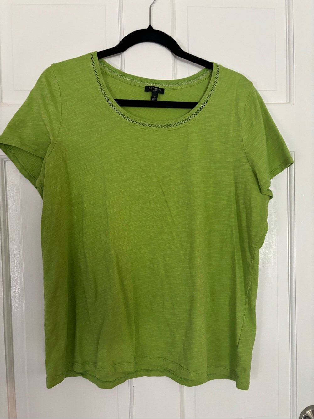 Talbots 100% Cotton Lime Green Short Sleeve Scoop Neck Tee
